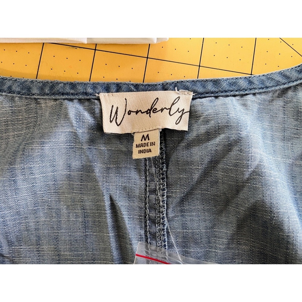 Wonderly‎ Chambray Denim Tunic Sheath Shirt Dress Size M Blue Pockets Womens - Picture 8 of 8